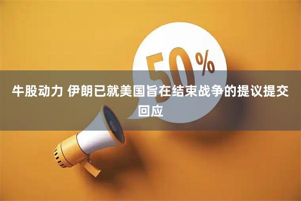 牛股动力 伊朗已就美国旨在结束战争的提议提交回应